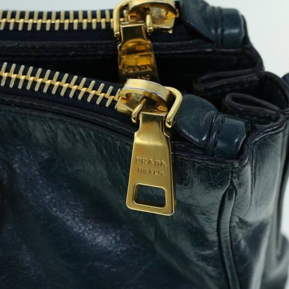 PRADA Hand Bag Leather 2way Navy Auth ac2159 - Picture 9 of 16